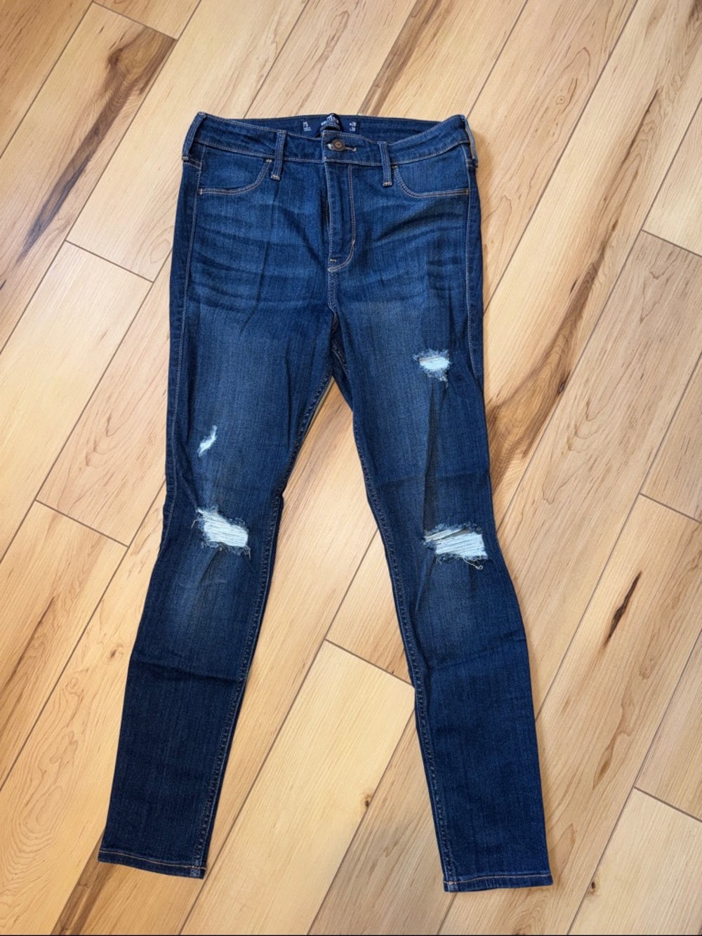 Hollister Dark Indigo Distressed Skinny Jeans